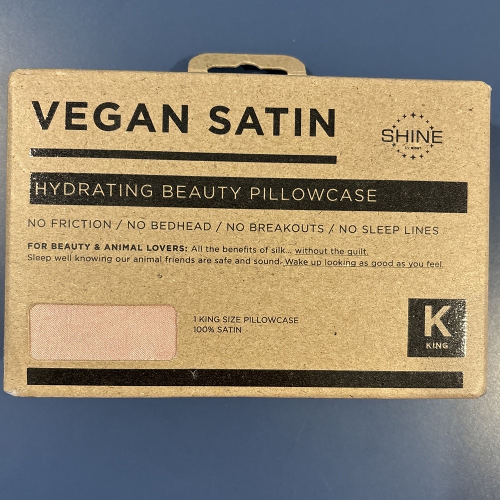 Shine By Night Satin‎ Blush King Pillowcase Vegan Pink Hydrating Beauty